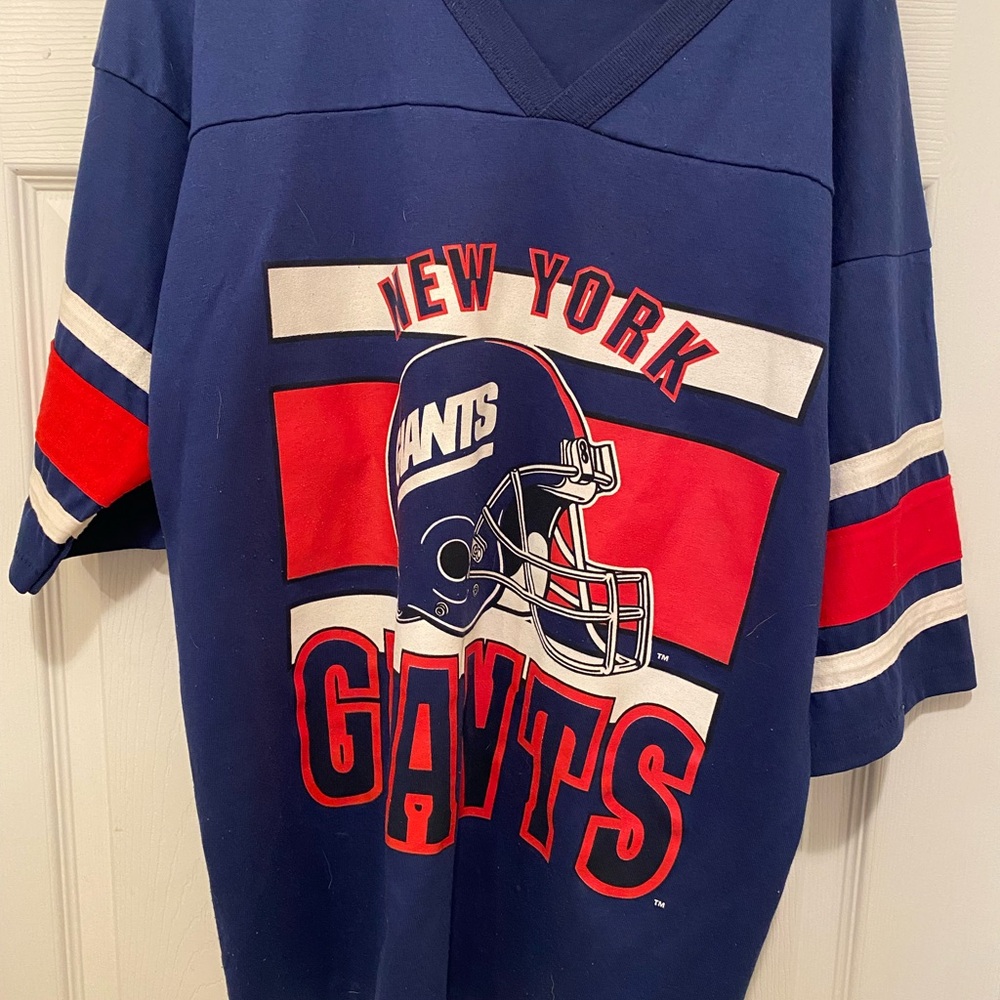 New York Giants Blue and Red Short Sleeve Tee